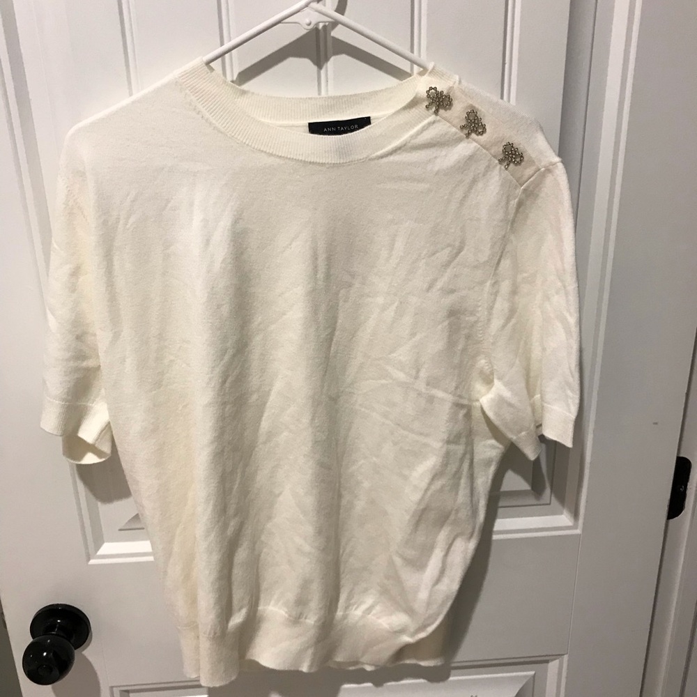 Ann Taylor Ivory Crewneck Sweater